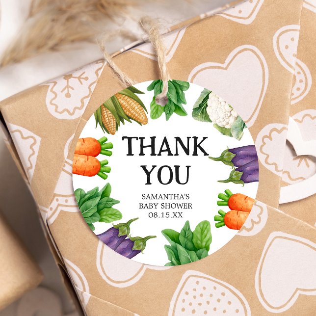 Étiquettes Cadeau Baby shower cultivé localement (Locally Grown Baby Shower Round Favor Tags )