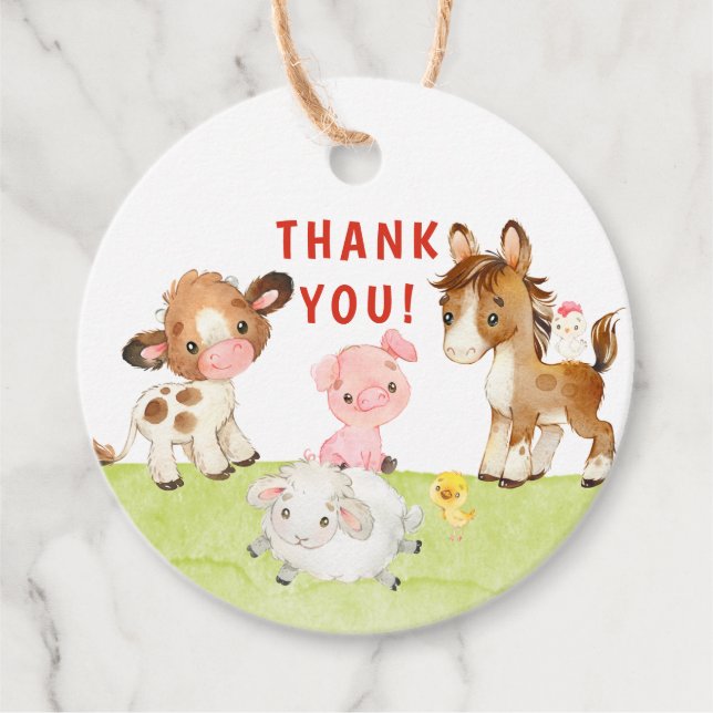 Étiquettes Cadeau Baby shower d'amis de Cute Barnyard (Devant)