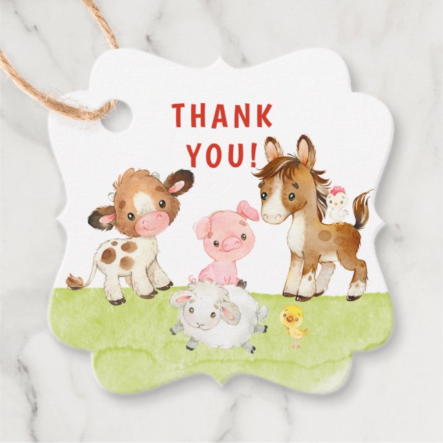 Étiquettes Cadeau Baby shower d'amis de Cute Barnyard (Devant)