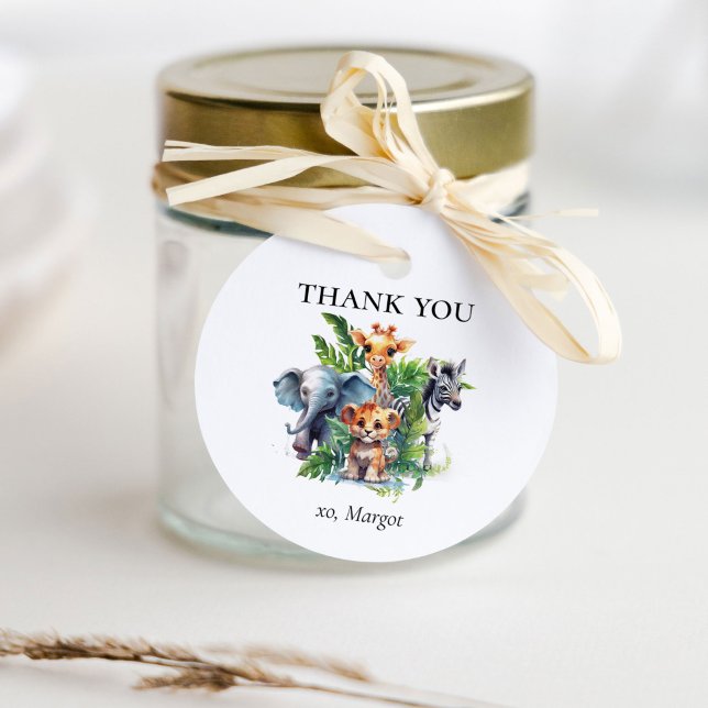 Étiquettes Cadeau Baby shower d'animaux tropicaux de la Jungle migno (Créateur téléchargé)