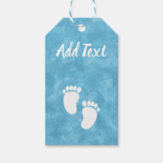 Étiquettes-cadeau Baby shower d'aquarelle bleu - Impression