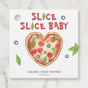 Étiquettes Cadeau baby shower d'aquarelle de coeur pizza