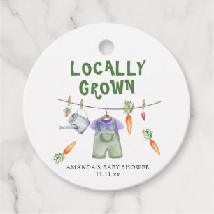 Étiquettes Cadeau Baby shower d'aquarelle de légumes cultivés locale