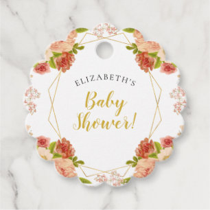 Étiquettes Cadeau Baby shower d'aquarelle or Peach