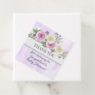 Étiquettes Cadeau Baby shower d'aquarelle violet Floral