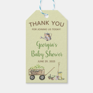 Étiquettes-cadeau Baby shower d'arrosage de jardin de printemps