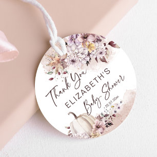 Étiquettes Cadeau Baby shower d'automne feuillage citrouille merci