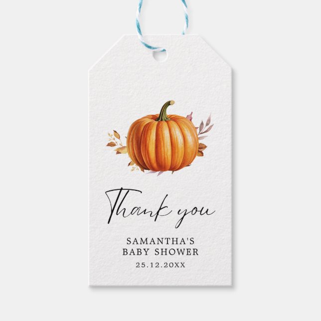 Étiquettes-cadeau Baby shower d'automne floral moderne (Devant)