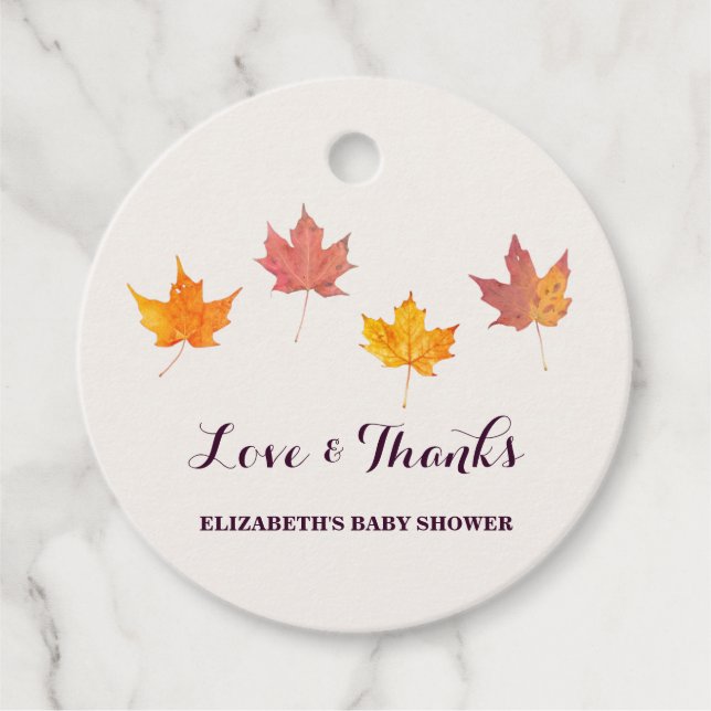 Étiquettes Cadeau Baby shower d'automne Maple Feuille (Devant)