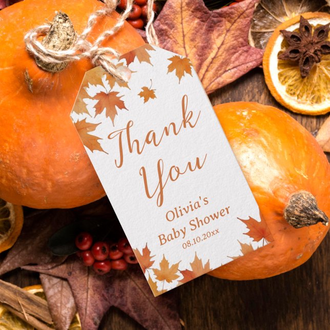 Étiquettes-cadeau Baby shower d'automne Merci (Créateur téléchargé)