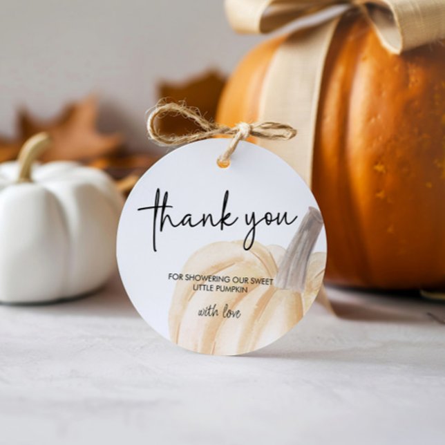 Étiquettes Cadeau Baby shower d'automne Petit Citrouille Tour (Créateur téléchargé)