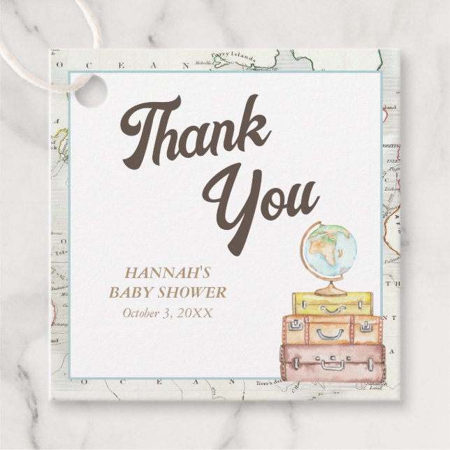 Étiquettes Cadeau Baby shower d'aventure personnalisé Favoriser les  (Devant)