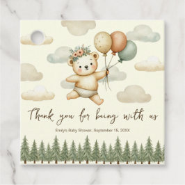 Étiquettes Cadeau Baby shower d'aventures aux ours flottants