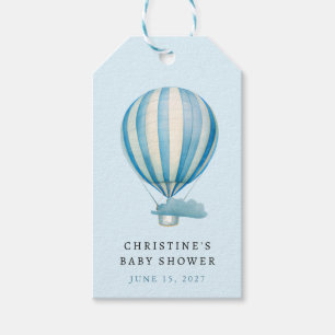 Étiquettes-cadeau Baby shower de ballon à air chaud Watercolor