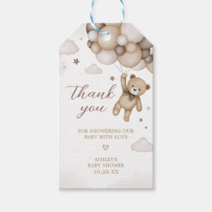 Étiquettes-cadeau Baby shower de ballon à ours Brown Favoriser les é