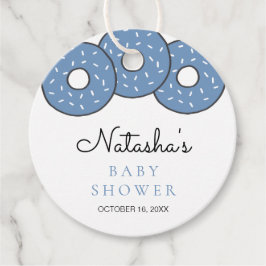 Étiquettes Cadeau Baby shower de beignets bleu