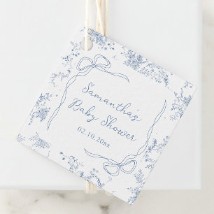 Étiquettes Cadeau Baby shower de boue de fleurs bleues