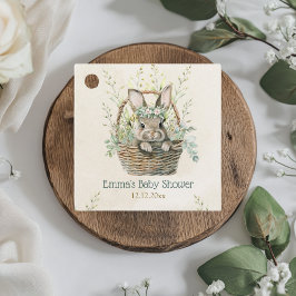Étiquettes Cadeau Baby shower de Bunny Eucalyptus vert