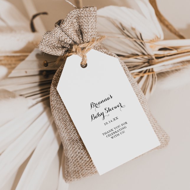 Étiquettes-cadeau Baby shower de calligraphie moderne (Créateur téléchargé)