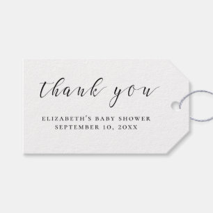 Étiquettes-cadeau Baby shower de calligraphie noir et blanc merci