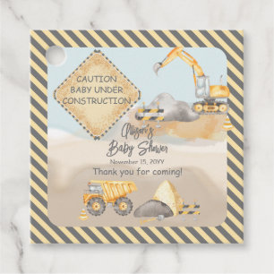 Étiquettes Cadeau Baby shower de camion de construction