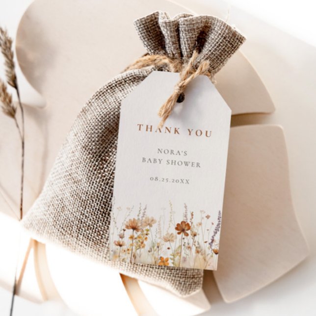 Étiquettes-cadeau Baby shower de champ Fleur sauvage d'automne (Créateur téléchargé)
