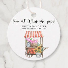 Étiquettes Cadeau Baby shower de chariot à fleurs - Pop it! Quand el