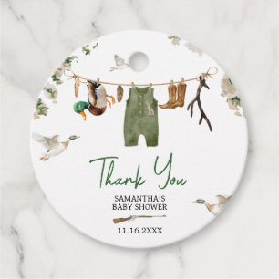 Étiquettes Cadeau Baby shower de chasse au canard rond