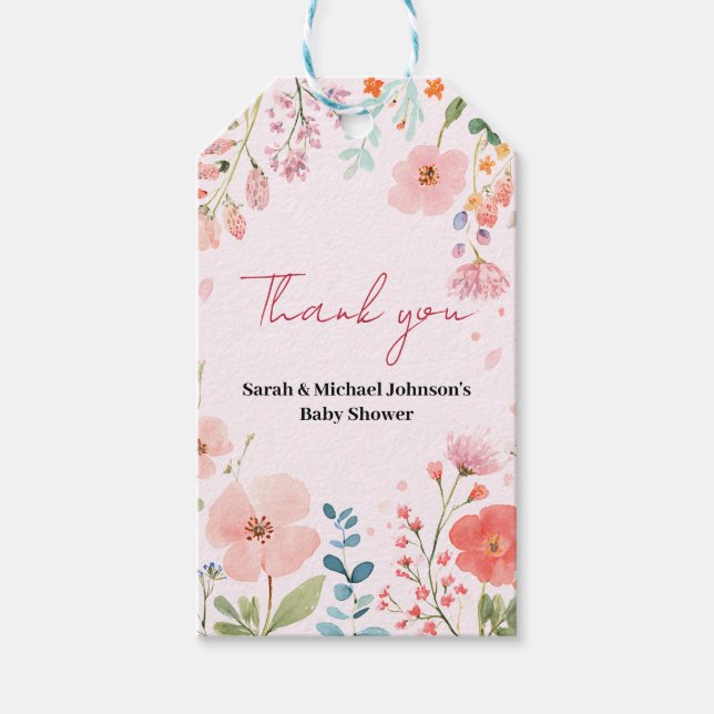 Étiquettes-cadeau Baby shower de chemin en floraison (Devant)