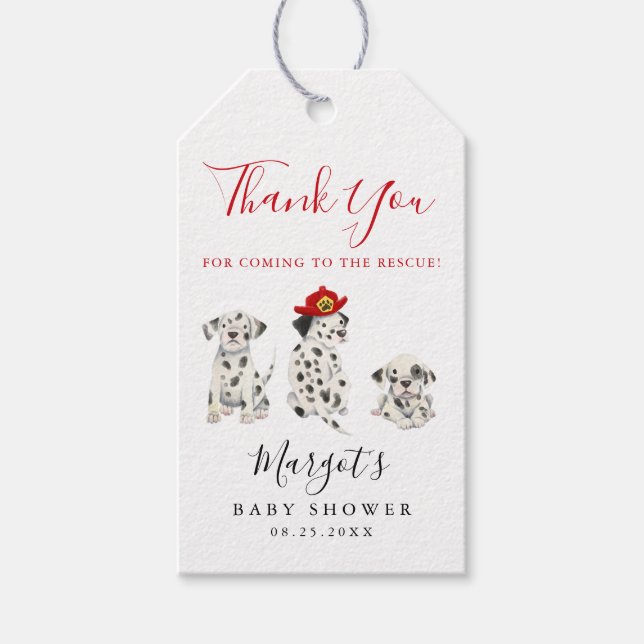 Étiquettes-cadeau Baby shower de Chiot Fireman (Devant)