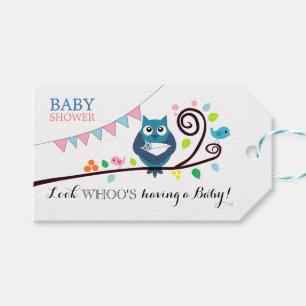 Étiquettes-cadeau Baby shower de Chouette lunaire