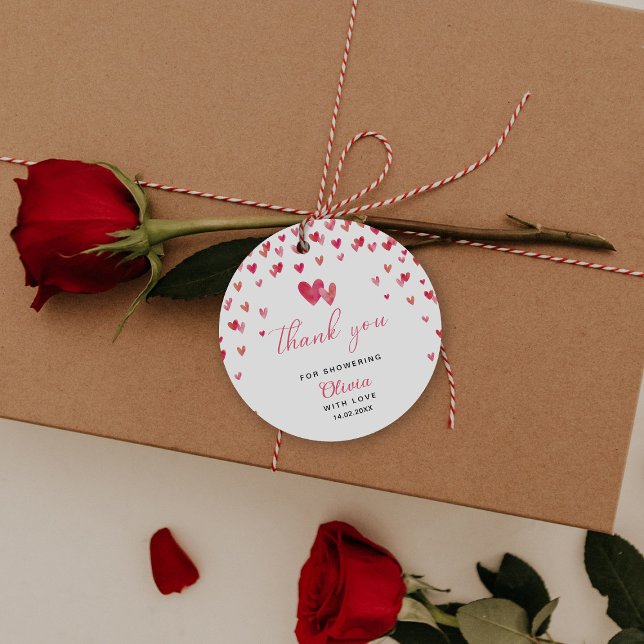 Étiquettes Cadeau Baby shower de coeur doux (Créateur téléchargé)