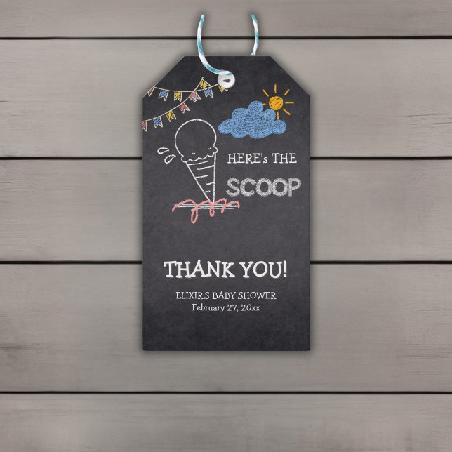 Étiquettes-cadeau Baby shower de dessin de la crème glacée Chalkboar (Créateur téléchargé)