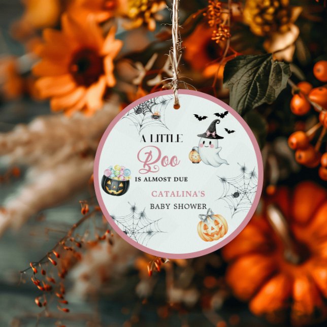 Étiquettes Cadeau Baby shower de fantôme rose (Créateur téléchargé)