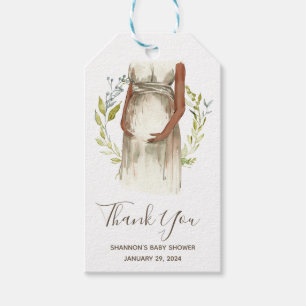 Étiquettes-cadeau Baby shower de femme enceinte Aquarelle Merci C