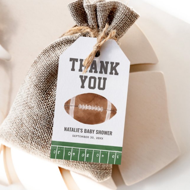 Étiquettes-cadeau Baby shower de football (Créateur téléchargé)