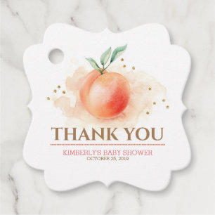 Étiquettes Cadeau Baby shower de fruits de pêche