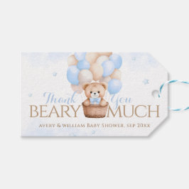 Étiquettes-cadeau Baby shower de garçon Bleu Ours Teddy