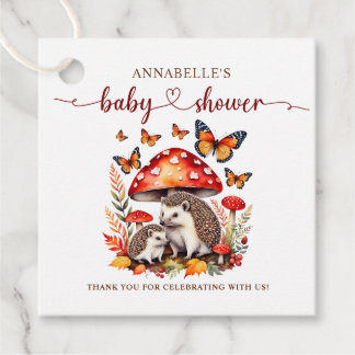 Étiquettes Cadeau Baby shower de hérisson d'automne Woodland