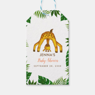 Étiquettes-cadeau Baby shower de jungle de safari de girafe