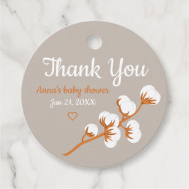 Étiquettes Cadeau Baby shower de la branche de coton
