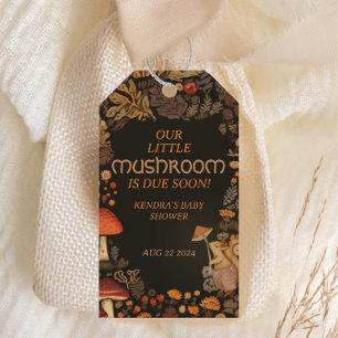 Étiquettes-cadeau Baby shower de la forêt animale du champignon