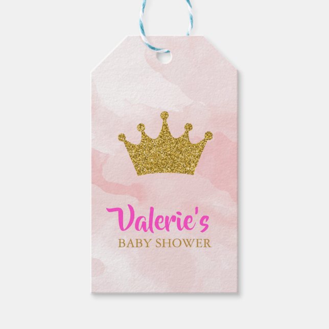 Étiquettes-cadeau Baby shower de la Parties scintillant Princess Gol (Devant)