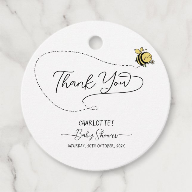 Étiquettes Cadeau Baby shower de la petite abeille (Devant)