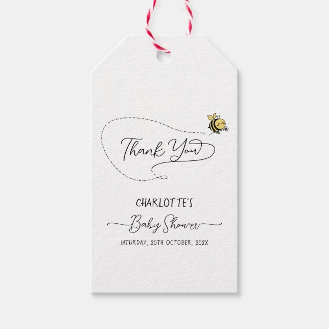Étiquettes-cadeau Baby shower de la petite abeille (Devant)