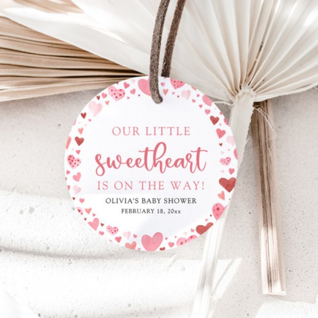 Étiquettes Cadeau Baby shower de la Saint Valentin Pink Little Sweet (Créateur téléchargé)