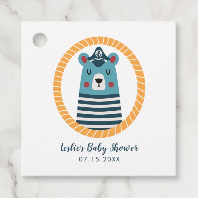 Étiquettes Cadeau Baby shower de l'ours marin (Devant)