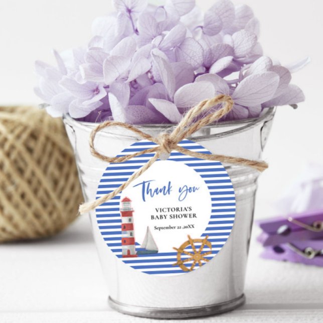 Étiquettes Cadeau Baby shower de Merci bleu marine (Créateur téléchargé)