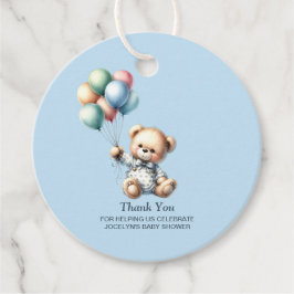 Étiquettes Cadeau Baby shower de Merci bleu Teddy Bear