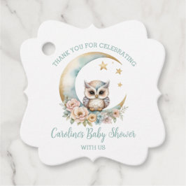 Étiquettes Cadeau Baby shower de Merci de Chouette Aquarelle Cute